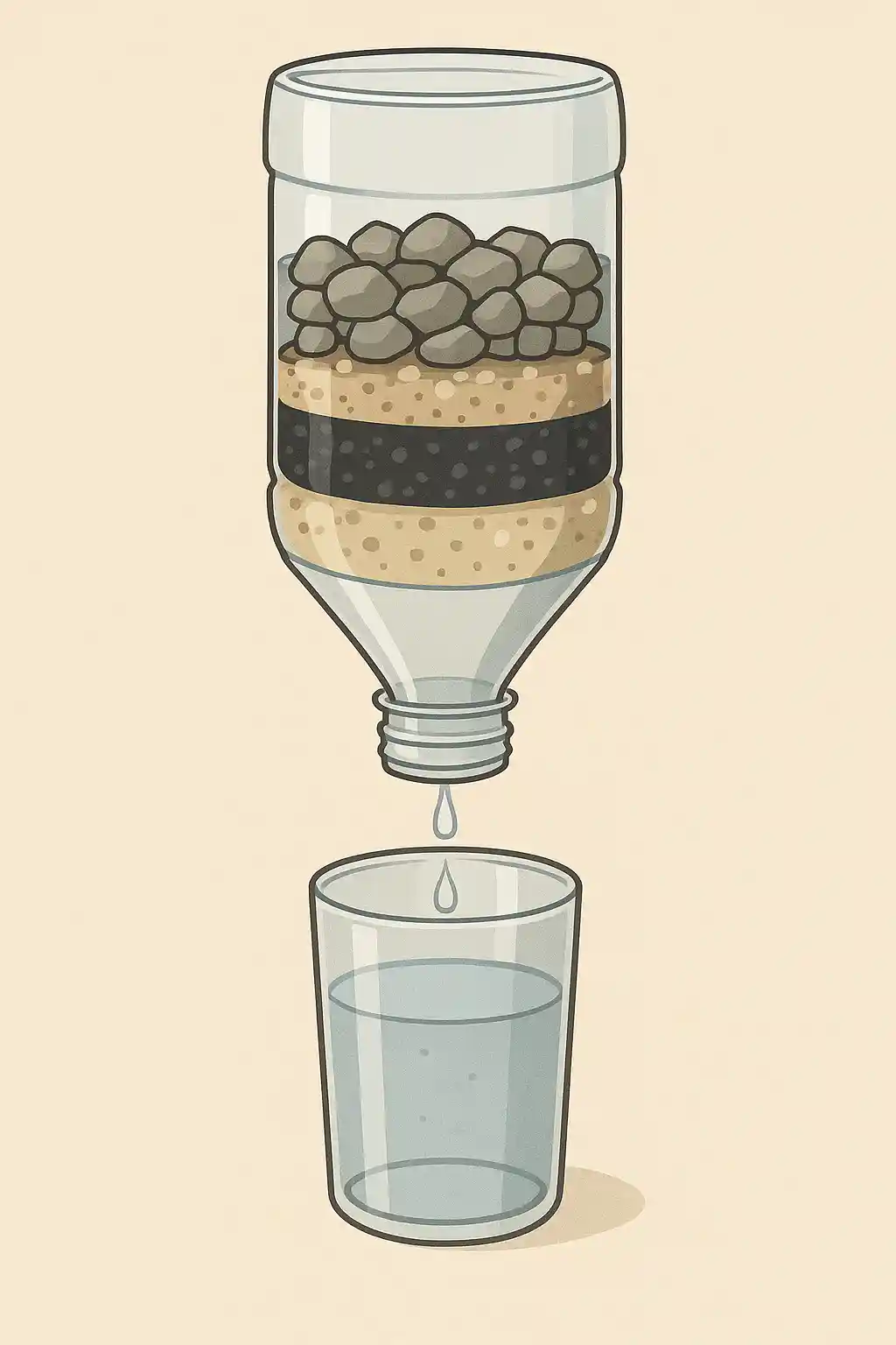 Filtro por capas en botella